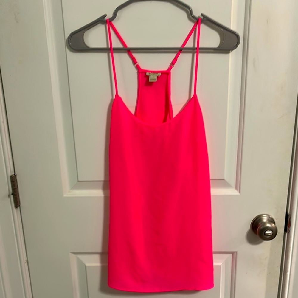 Neon pink J crew adjustable tank top